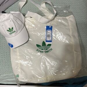 Adidas Stan Smith Tote Bag and Cap Set - White and Green